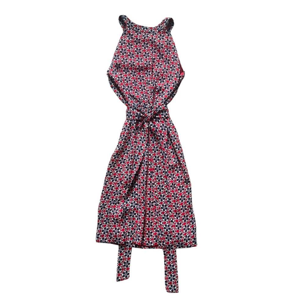 Floral Red Blue Halter Cinched Waist Mini Dress Size XS - Picture 4 of 5
